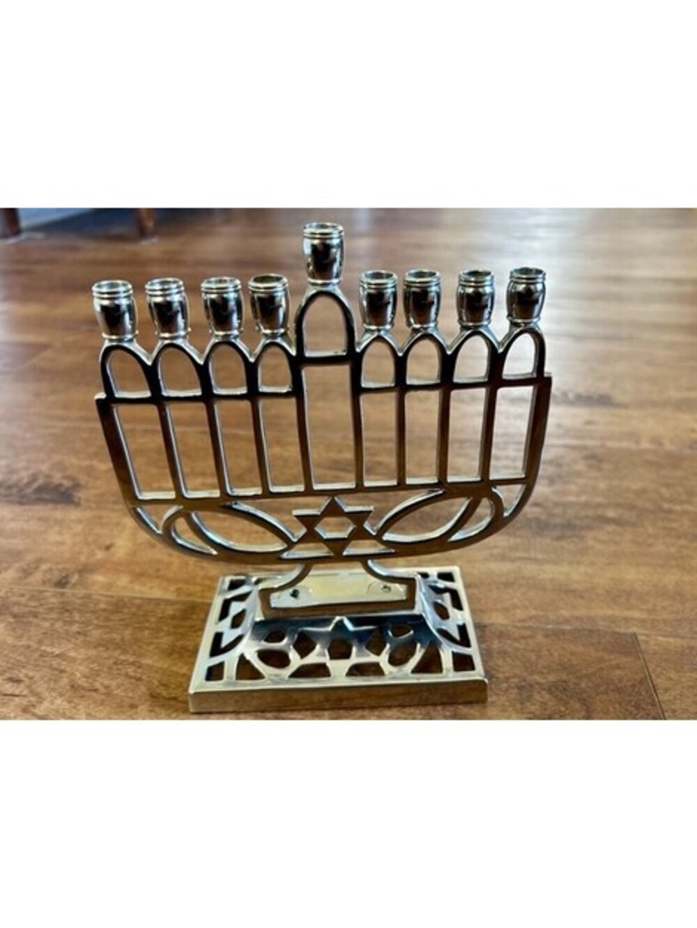 Decorative Metal Hanukkah Menorah with Star of David